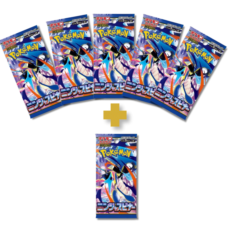 Pack de 5 sobres + 1 de regalo Pokémon Ninja Spinner M4 Japonés | 5 Cartas TCG Coleccionables