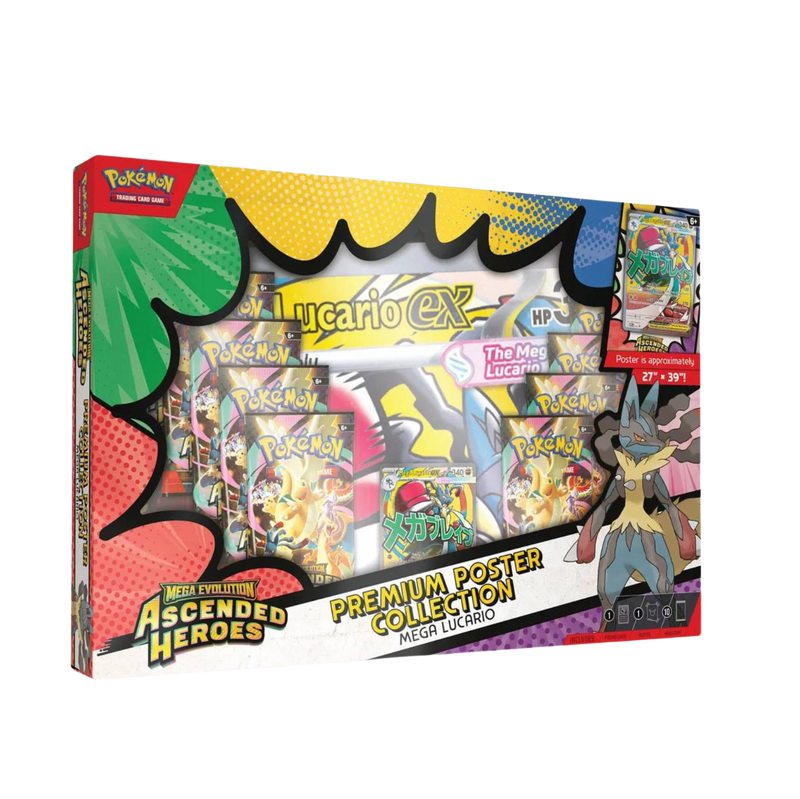 Colección Premium Mega Lucario con Póster Pokémon | Caja colección TCG