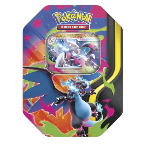 Lata Pokémon Mega Charizard X Español | Caja metálica de colección TCG
